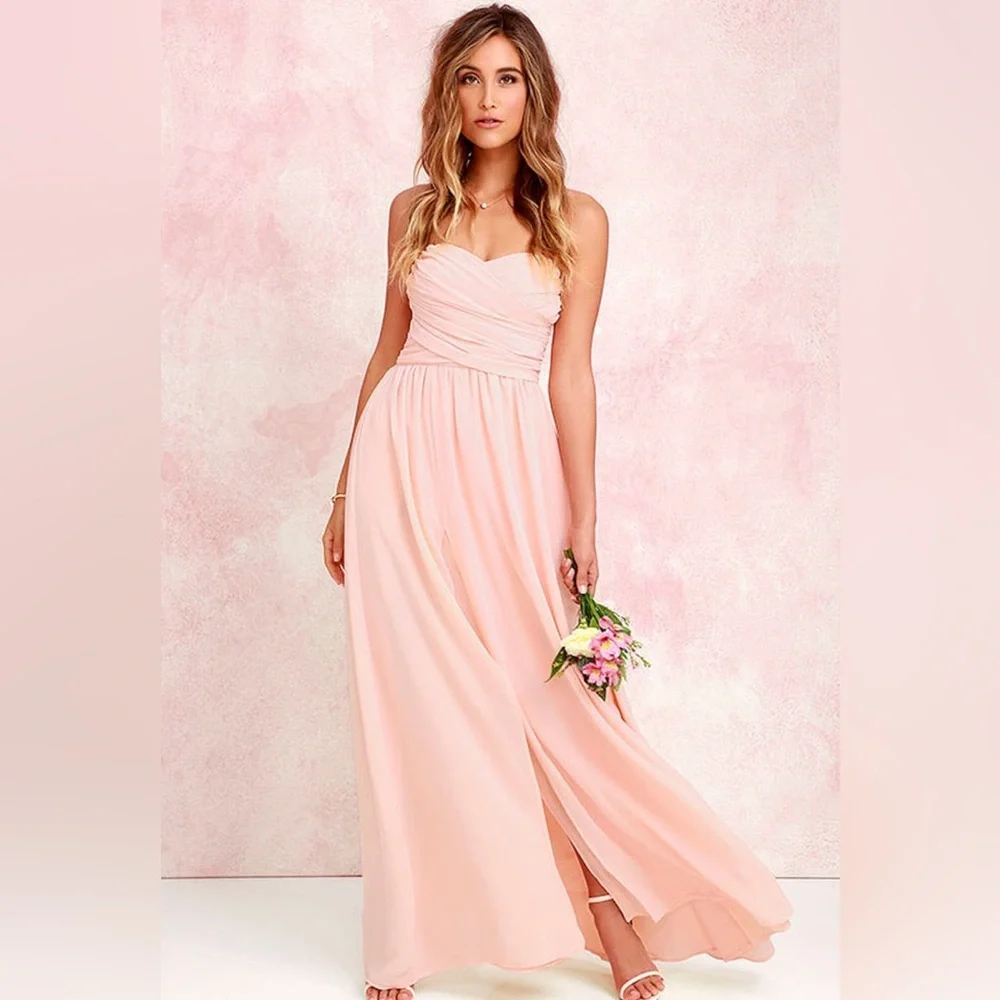 LuLu’s Moonlight Serenade Peach Strapless Maxi Dress - Picture 3 of 6